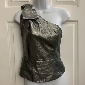 ASOS Metallic One-Shoulder Top in Silver